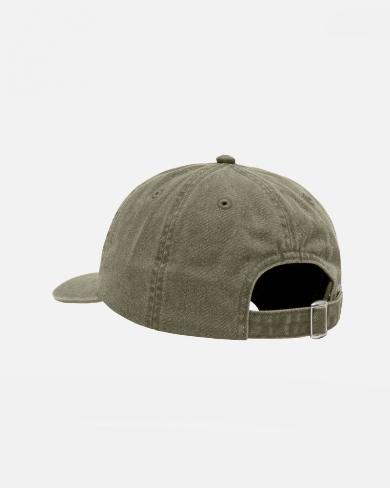 Stussy Low Pro Basic Washed Strapback - Unisex Olijfgroen | BEEAH61081