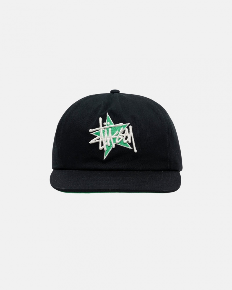 Stussy Mid-Depth Basic Star Strapback - Unisex Zwart | QBEUV86659