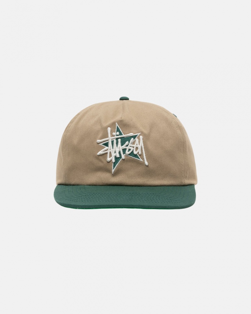 Stussy Mid-Depth Basic Star Strapback - Unisex Khaki | PBEQX45785