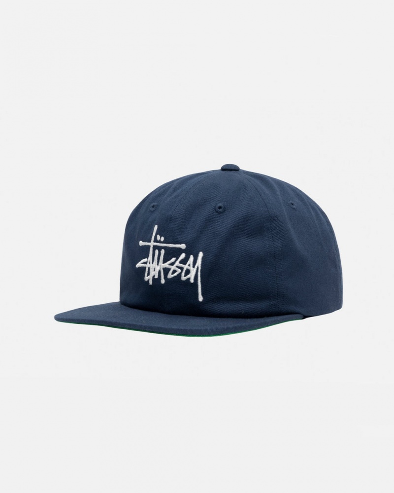 Stussy Mid-Depth Basic Strapback - Unisex Donkerblauw | EBEHC26112