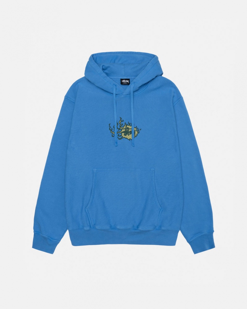 Stussy Mosaic Dragon Hoodie Pigment Dyed - Unisex Hoodies Blauw | YBEGT89471