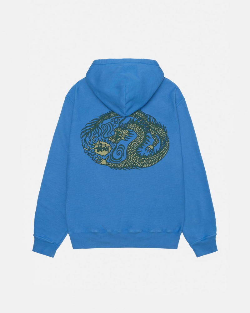 Stussy Mosaic Dragon Hoodie Pigment Dyed - Unisex Hoodies Blauw | YBEGT89471