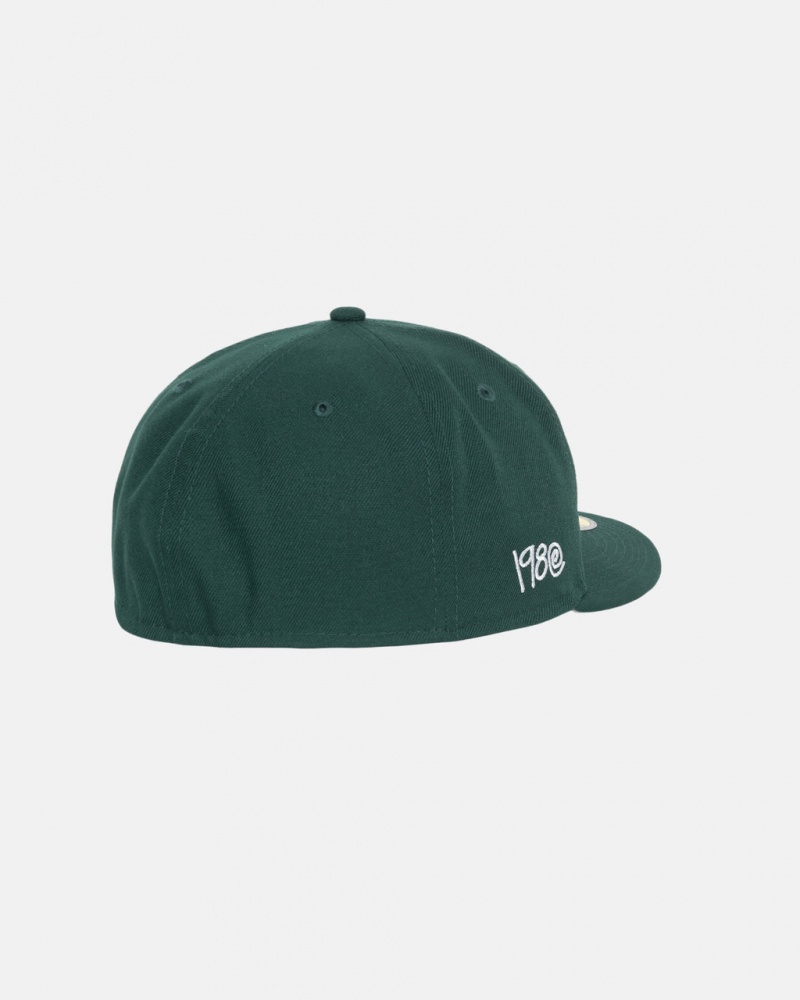 Stussy New Era 59Fifty Curly S - Unisex Groen | BEDYB14593