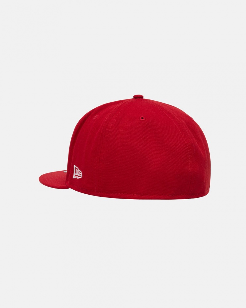 Stussy New Era 59Fifty Curly S - Unisex Rood | ABEDF45526