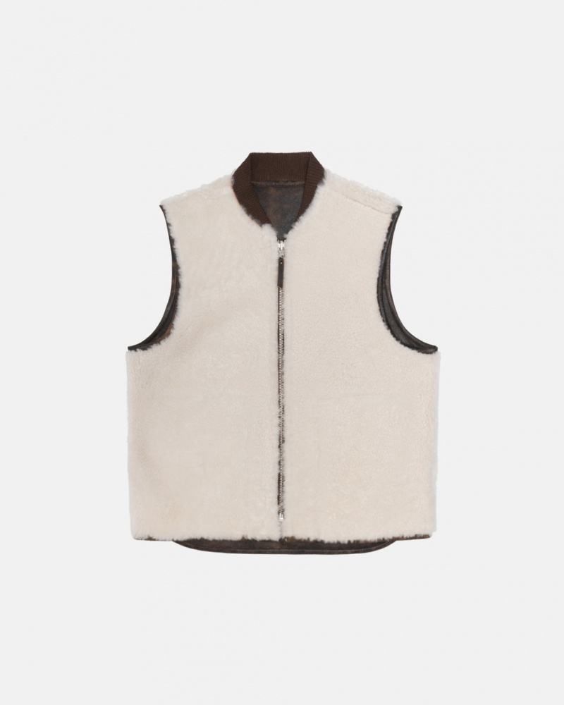 Stussy Reversible Shearling Workgear Vest - Unisex Jackets Bruin | BEEAH23484