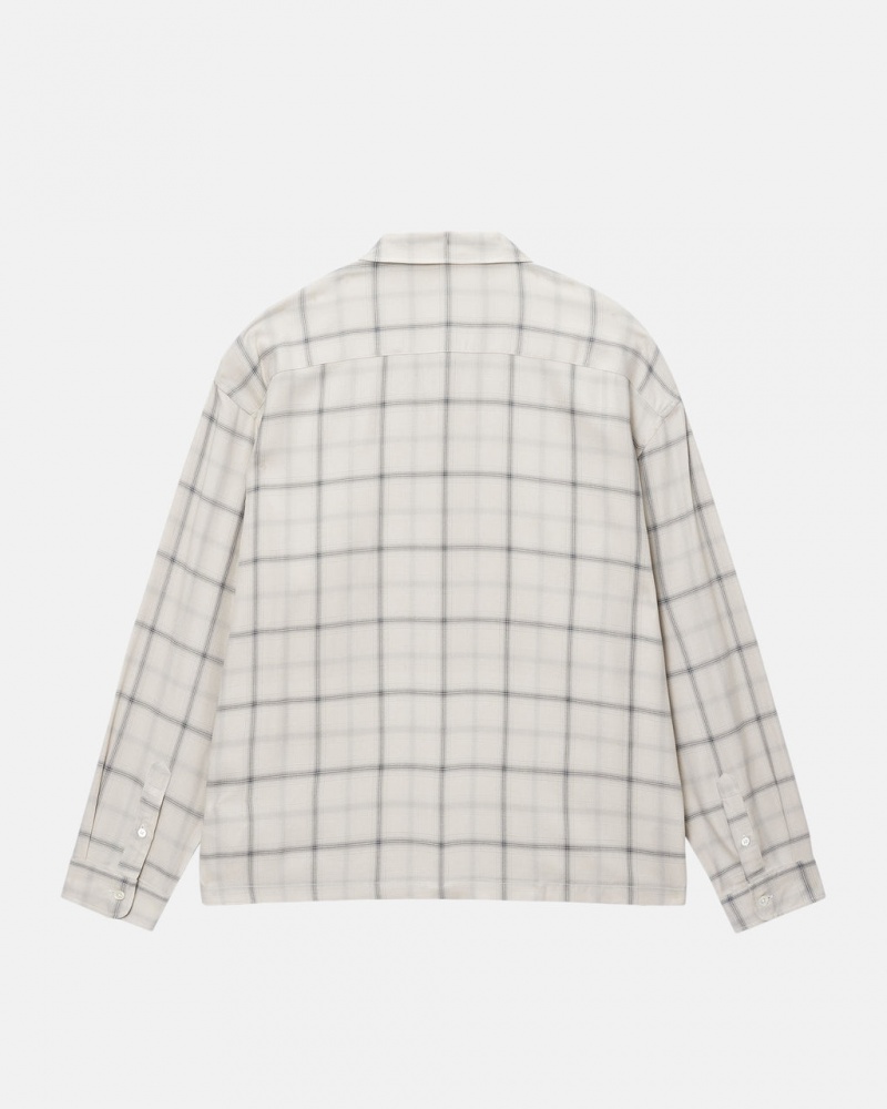 Stussy Shadow Plaid Rayon Shirt - Unisex Tops Beige | YBEVQ38705