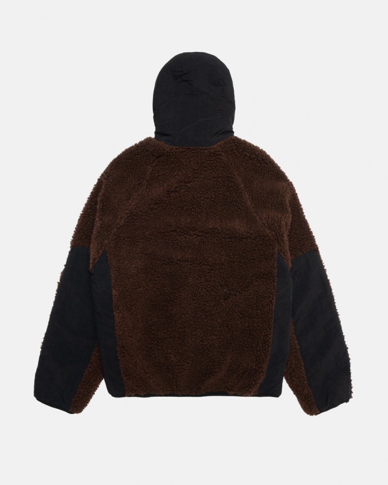 Stussy Sherpa Paneled Met Capuchon Jacket - Unisex Hoodies Bruin | ABEDF41132