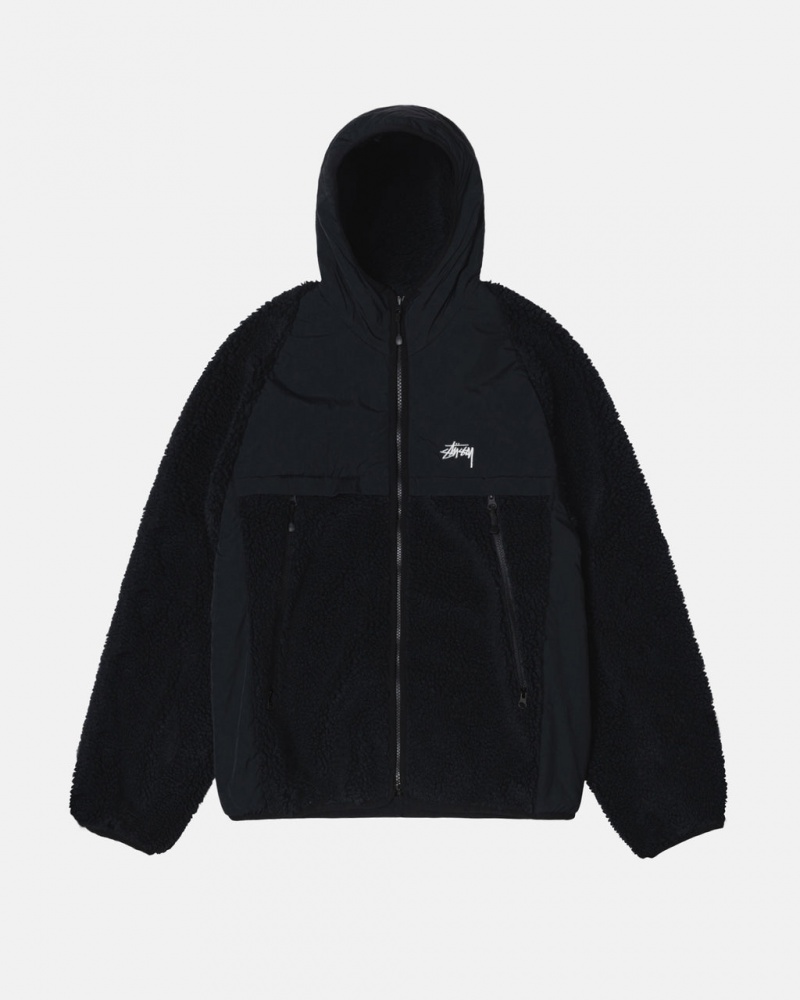 Stussy Sherpa Paneled Met Capuchon Jacket - Unisex Hoodies Zwart | MBEFT91994