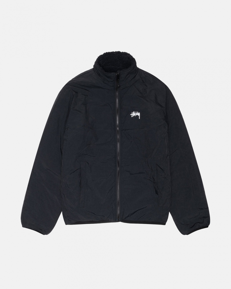 Stussy Sherpa Reversible Jacket - Unisex Jackets Zwart | FBEUI52754