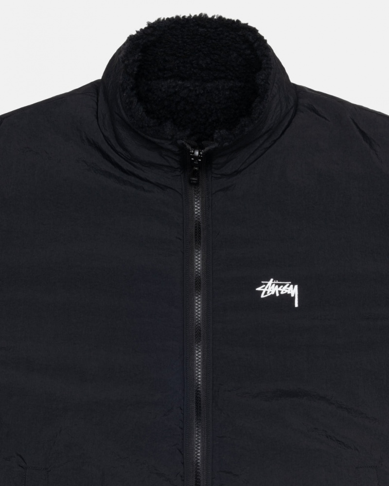 Stussy Sherpa Reversible Jacket - Unisex Jackets Zwart | FBEUI52754