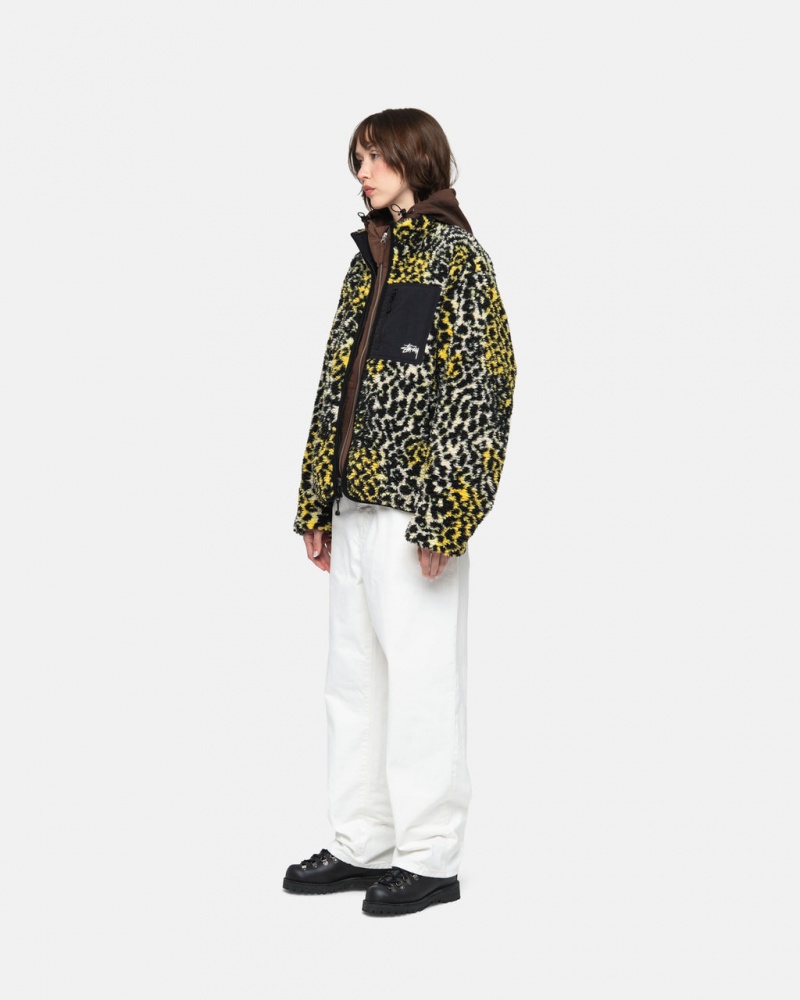 Stussy Sherpa Reversible Jacket - Unisex Jackets Geel Leopard | BEEAH48523