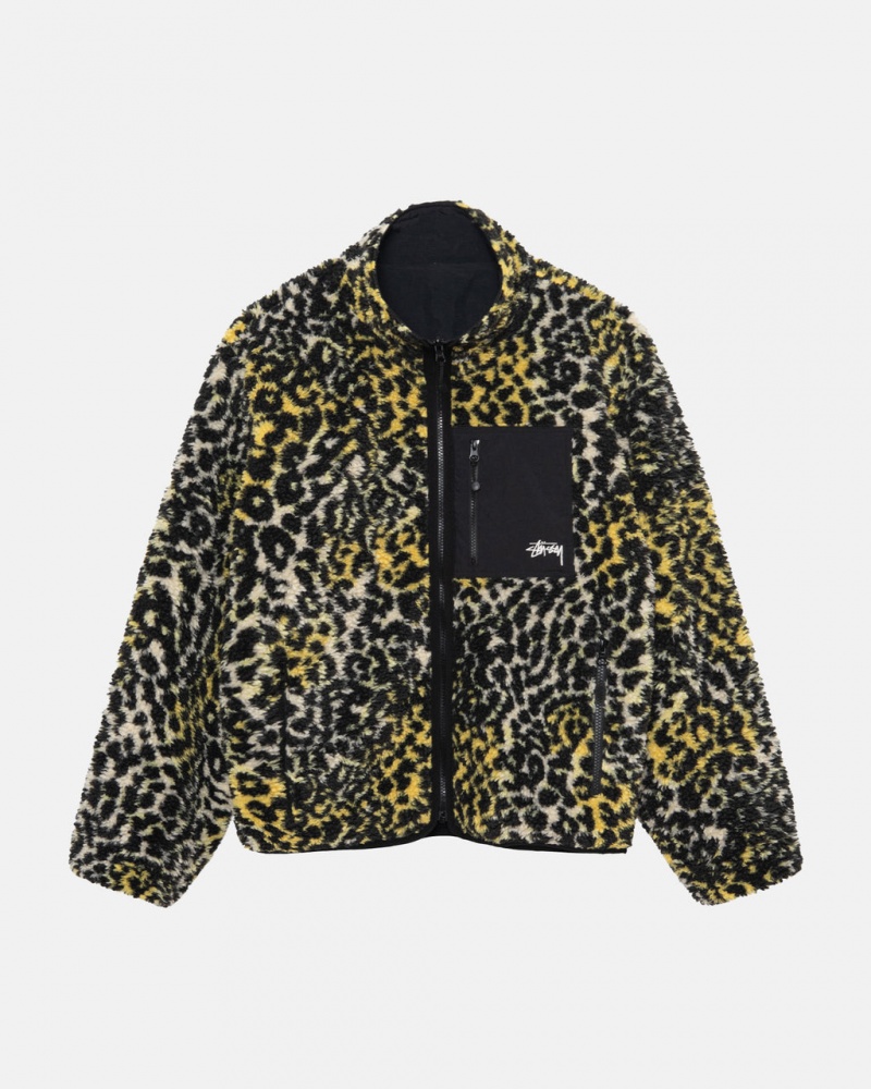 Stussy Sherpa Reversible Jacket - Unisex Jackets Geel Leopard | BEEAH48523