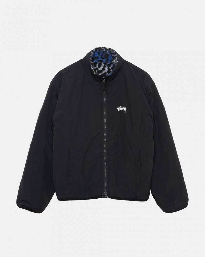 Stussy Sherpa Reversible Jacket - Unisex Jackets Blauw Leopard | UBEND36411