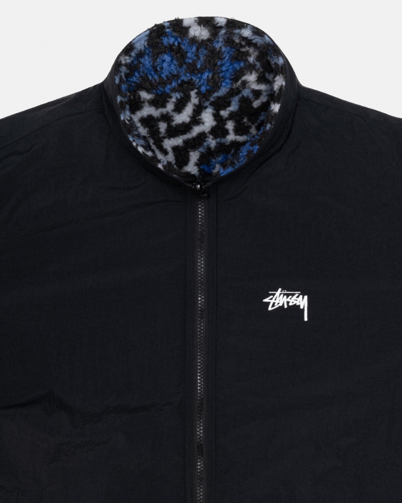 Stussy Sherpa Reversible Jacket - Unisex Jackets Blauw Leopard | UBEND36411