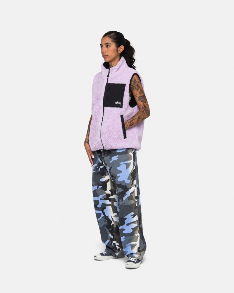 Stussy Sherpa Reversible Vest - Unisex Jackets Lavendel | BEXBR26520