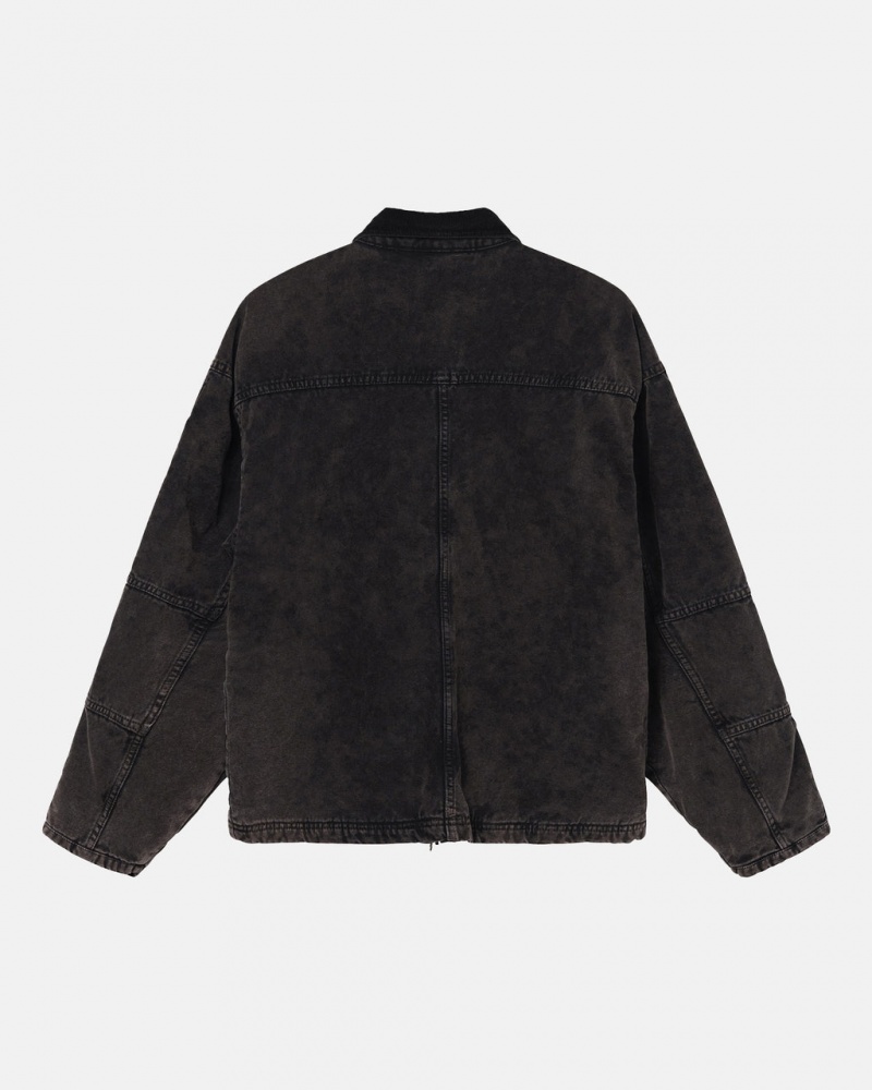 Stussy Shop Jacket Washed Canvas - Unisex Jackets Zwart | BEDFL65267