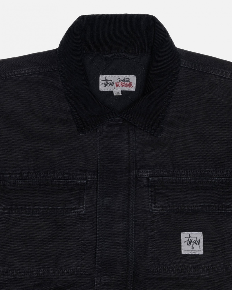 Stussy Shop Jacket Washed Canvas - Unisex Jackets Zwart | BEDFL65267