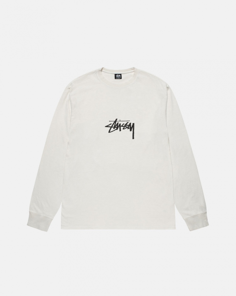 Stussy Small Stock LS Tee Pigment Dyed - Unisex Longsleeve Beige | BEIIZ66431