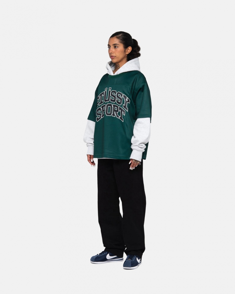 Stussy Sport Mesh Football Jersey - Unisex Sweaters Knits Groen | MBEFT74514