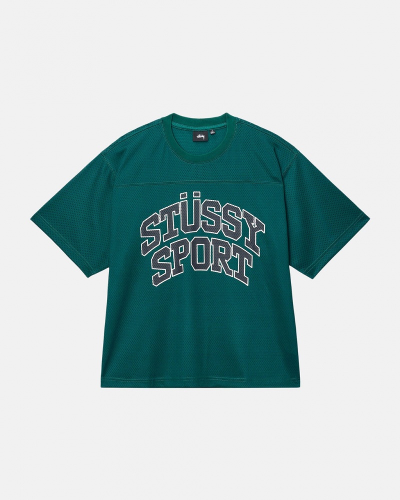 Stussy Sport Mesh Football Jersey - Unisex Sweaters Knits Groen | MBEFT74514