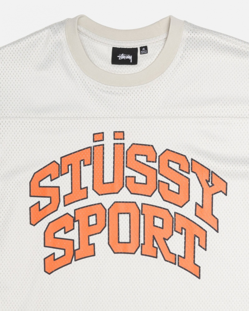 Stussy Sport Mesh Football Jersey - Unisex Sweaters Knits Beige | ABEDF56124