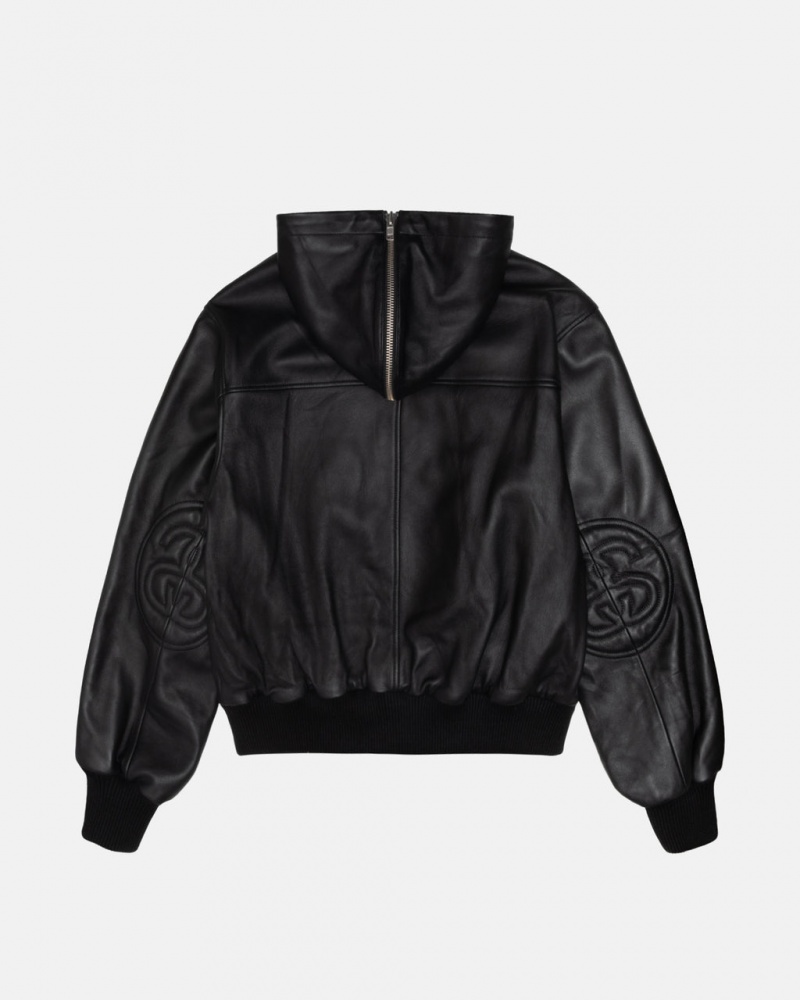 Stussy Ss Link Leren Bomber - Unisex Jackets Zwart | BBESD36717