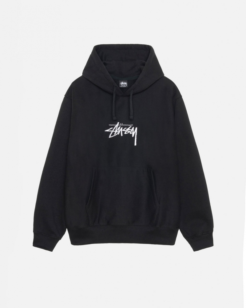 Stussy Stock Logo Applique Hoodie - Unisex Hoodies Zwart | BECIF97006