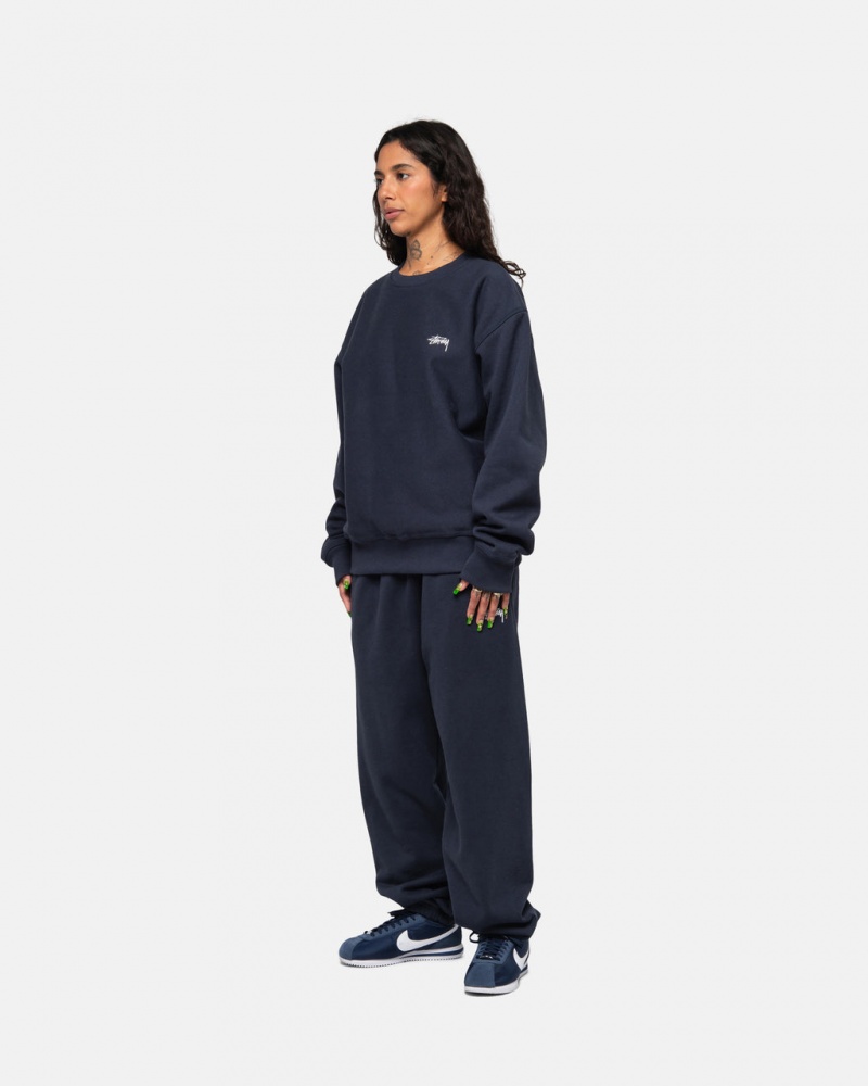 Stussy Stock Logo Crew - Unisex Hoodies Donkerblauw | BEJVR30166