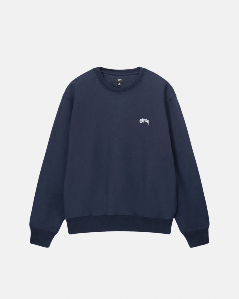 Stussy Stock Logo Crew - Unisex Hoodies Donkerblauw | BEJVR30166