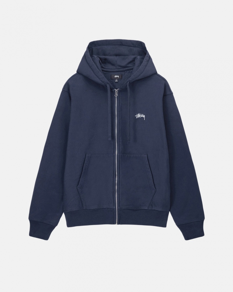 Stussy Stock Logo Zip Hoodie - Unisex Hoodies Donkerblauw | UBETG54268