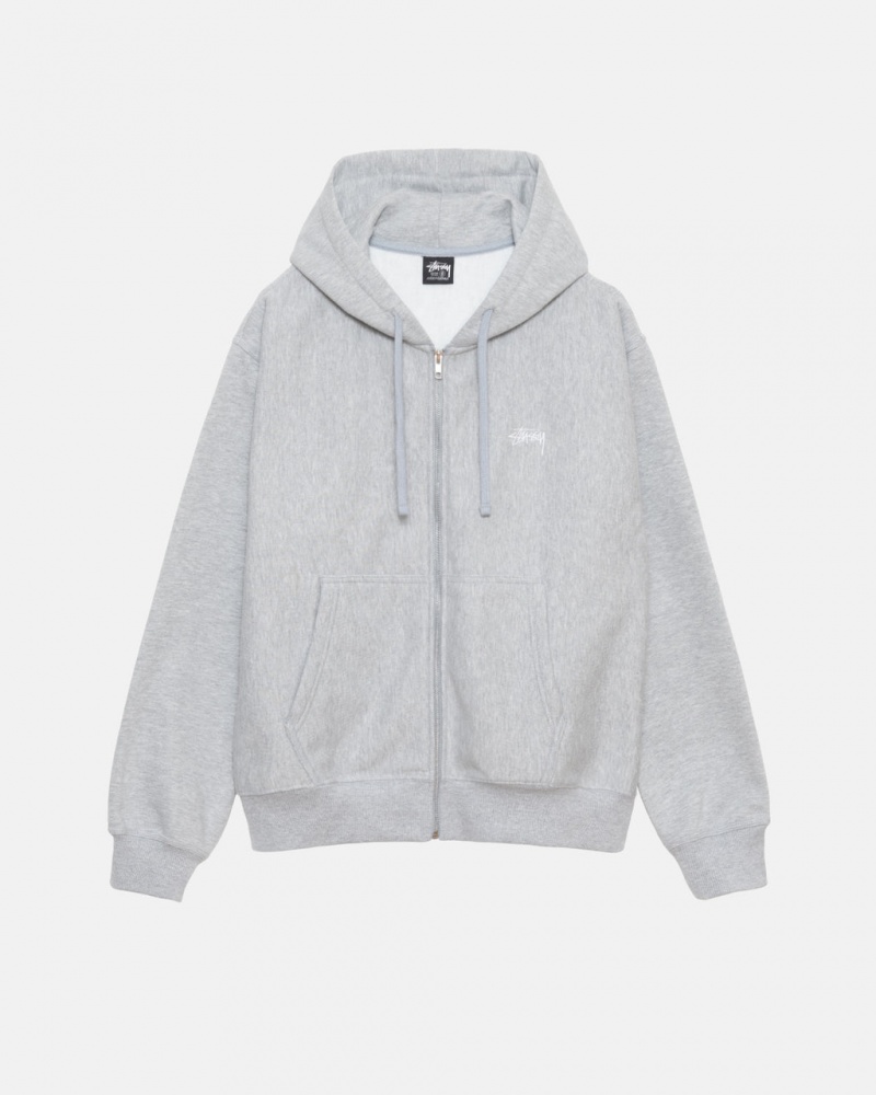 Stussy Stock Logo Zip Hoodie - Unisex Hoodies Grijs | BEEGJ43453