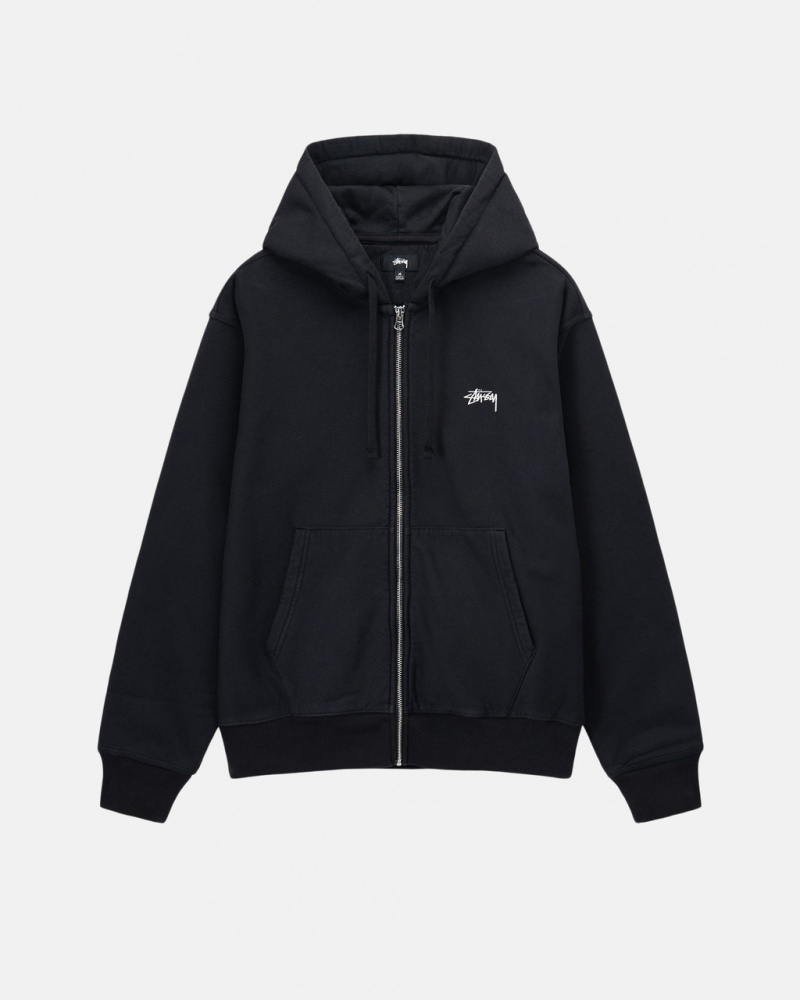 Stussy Stock Logo Zip Hoodie - Unisex Hoodies Zwart | BEXBR12995