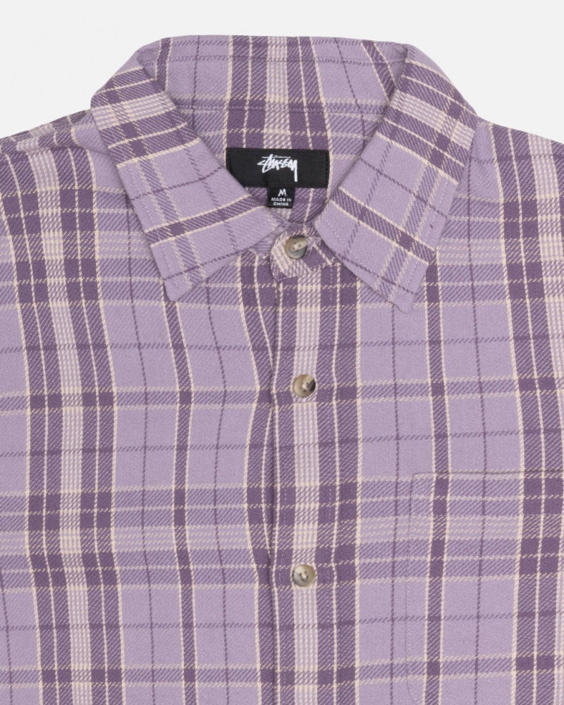 Stussy Stones Plaid Shirt - Unisex Tops Lavendel | BEJZR81654