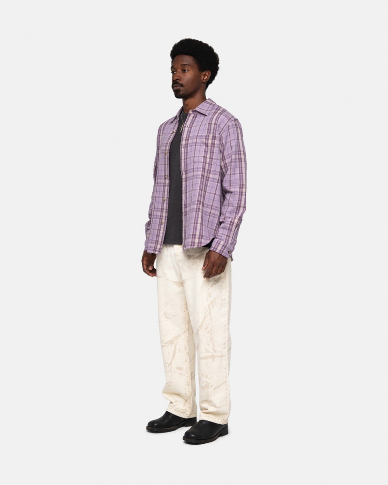 Stussy Stones Plaid Shirt - Unisex Tops Lavendel | BEJZR81654