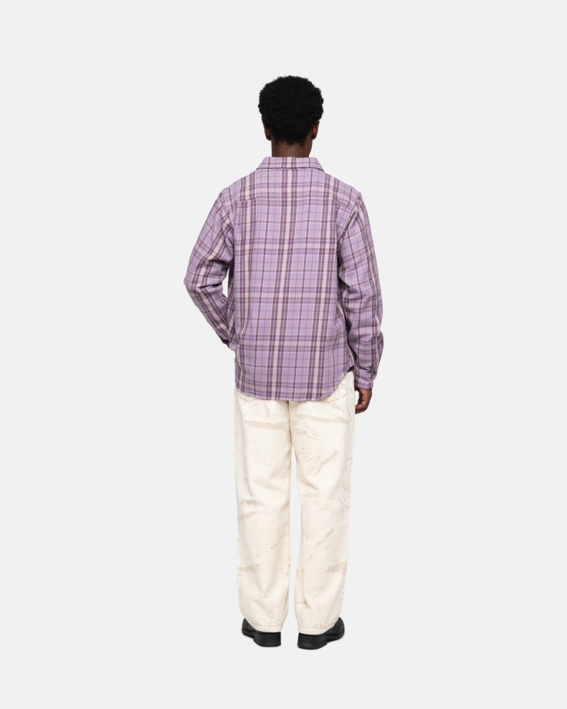 Stussy Stones Plaid Shirt - Unisex Tops Lavendel | BEJZR81654