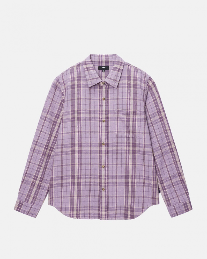 Stussy Stones Plaid Shirt - Unisex Tops Lavendel | BEJZR81654