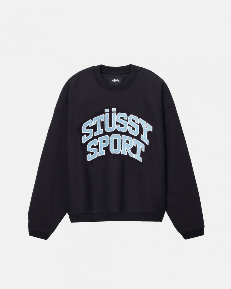 Stussy Stüssy Sport Relaxed Oversized Crew - Unisex Hoodies Zwart | BEEAH55248