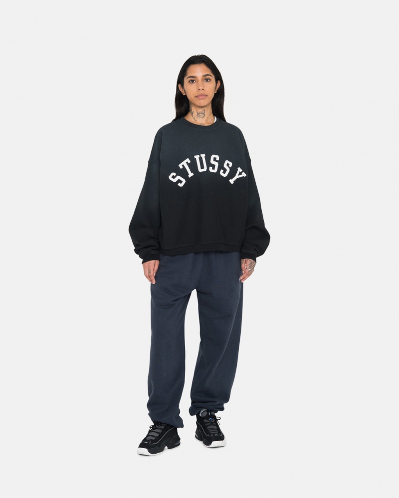 Stussy Sun Faded Oversized Crew - Unisex Hoodies Zwart | BEXMI65465