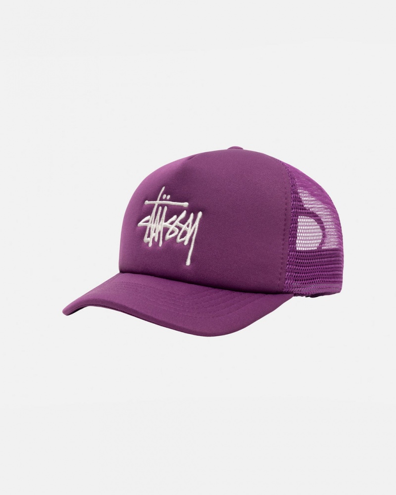 Stussy Trucker Big Basic Snapback - Unisex Paars | BECIF68143