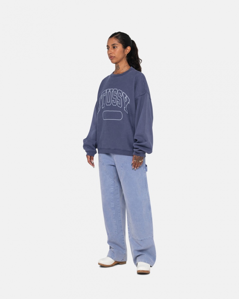 Stussy Varsity Oversized Crew - Unisex Hoodies Blauw | BEEGJ42583