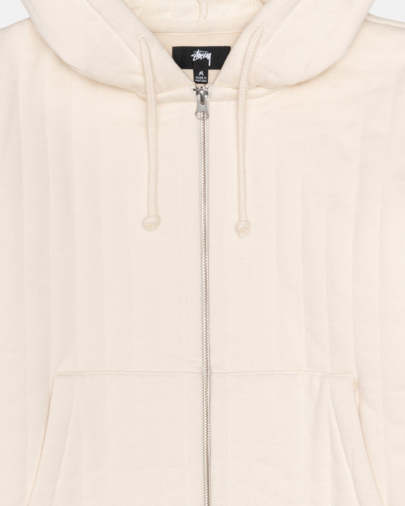 Stussy Vertical Gewatteerd Zip Hood - Unisex Hoodies Wit | GBEEC89339