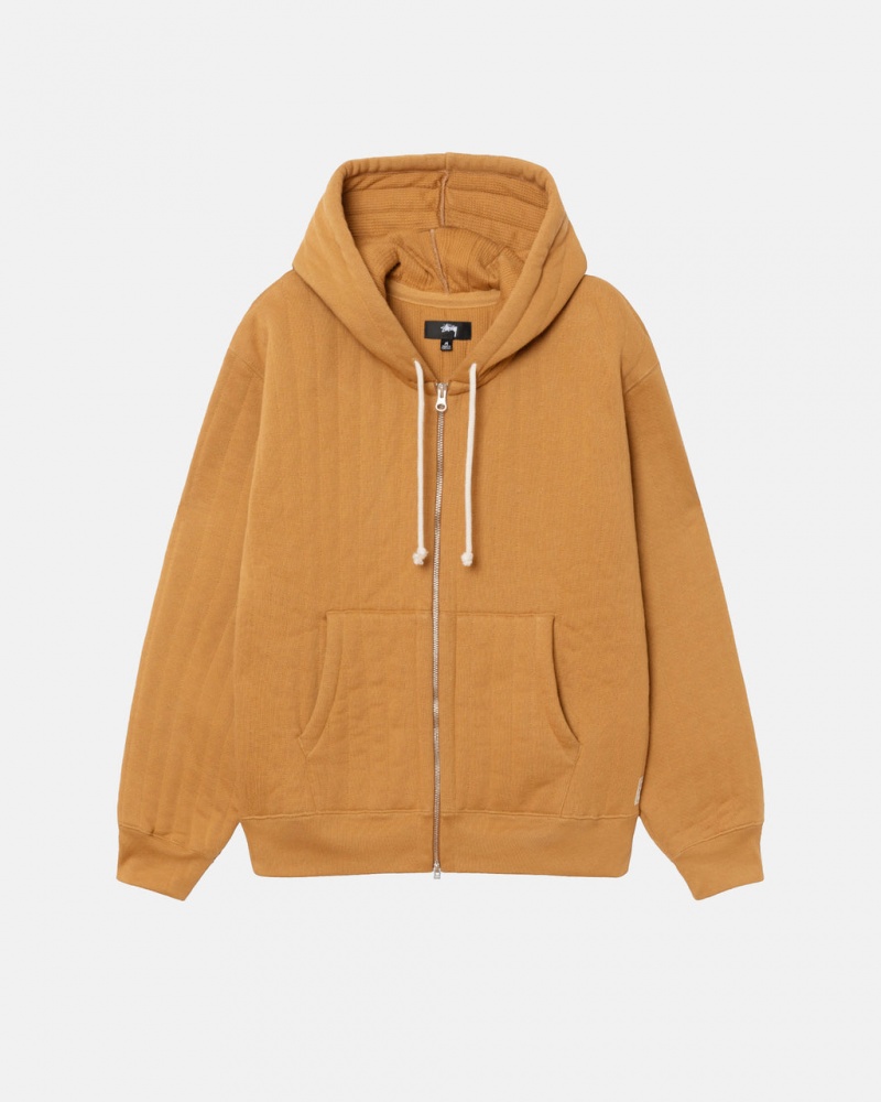 Stussy Vertical Gewatteerd Zip Hoodie - Unisex Hoodies Bruin | BBESO29878