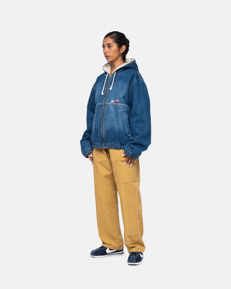 Stussy Werk Jacket Denim Sherpa - Unisex Jackets Blauw | QBEWA12944