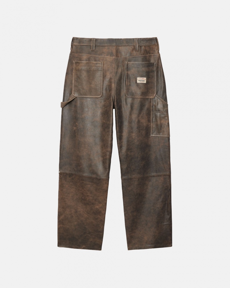 Stussy Werk Pant Distressed Leren - Unisex Jeans Pants Bruin | DBEVO52485