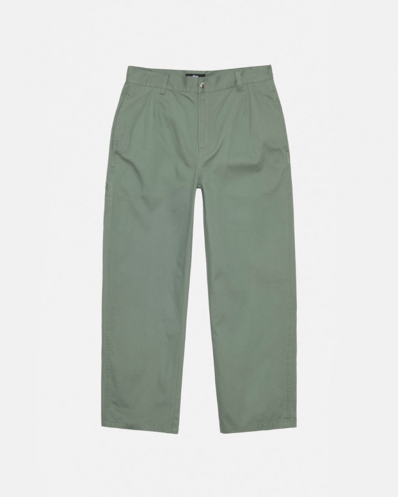 Stussy Workgear Trouser Twill - Unisex Pants Groen | LBESX61114