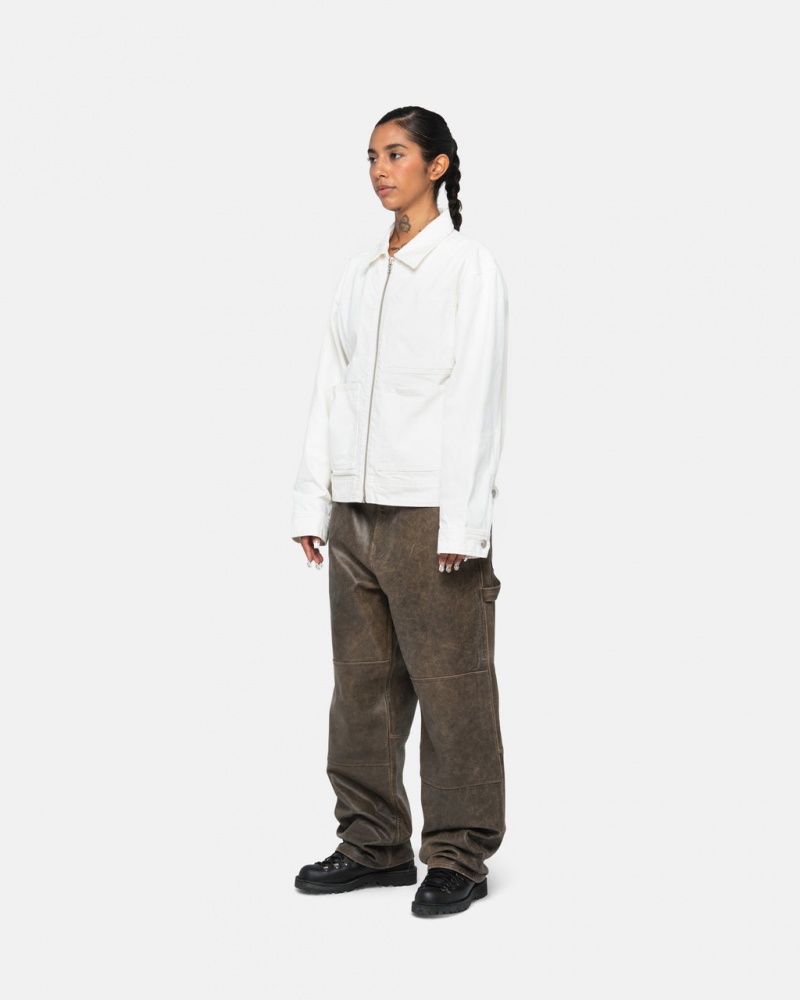 Stussy Zip Werk Jacket Overdyed - Unisex Jackets Beige | YBEGT62672