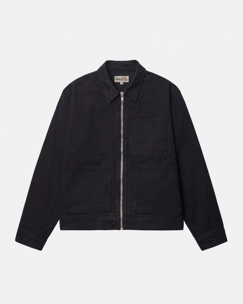 Stussy Zip Werk Jacket Overdyed - Unisex Jackets Zwart | BBESO35416